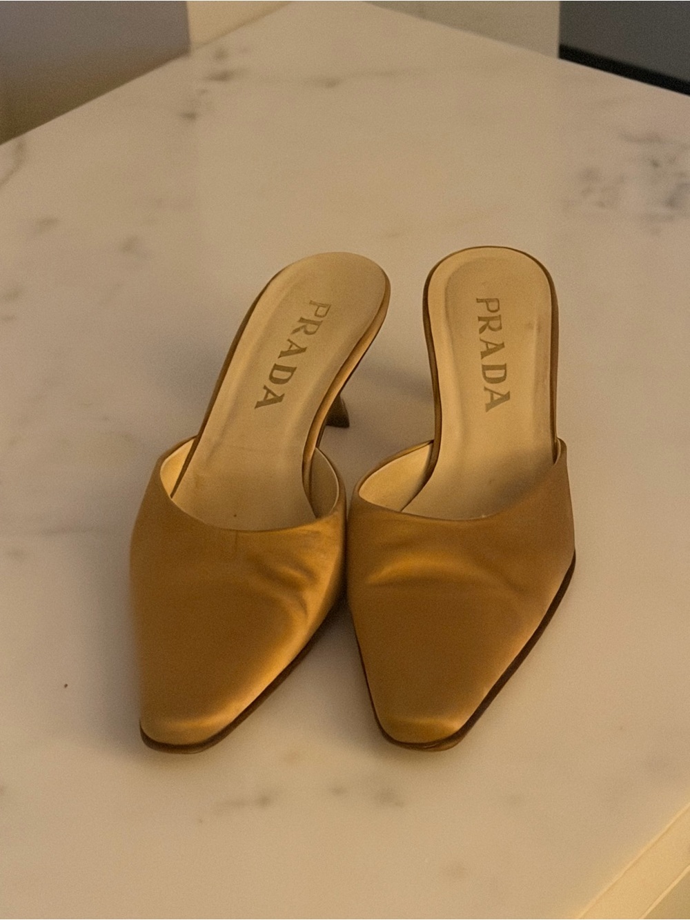 Prada Satin Brown Slip-On Kitten Heel Mules - Picture 8 of 10